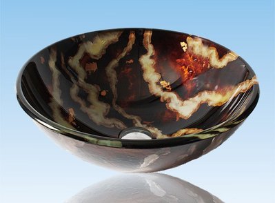 FUO衛浴:42公分 彩繪工藝 藝術強化玻璃碗公盆 (WY15026)預訂!