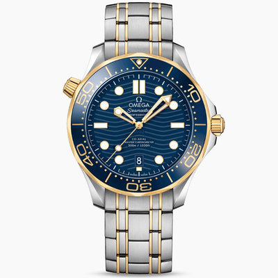 OMEGA 210.20.42.20.03.001歐米茄 手錶 42mm 海馬300  黃金錶殼 藍面盤 半金錶帶