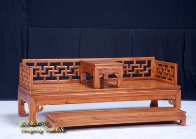 【DYL】柚木全實木中國風7尺羅漢床、木製躺椅組-不拆賣(免運費)234