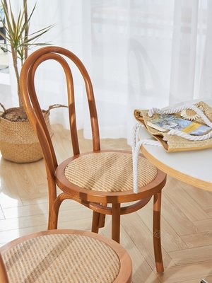 定制            thonet椅美式法式復古索耐特椅子北歐設計師家用中古藤編實木餐椅