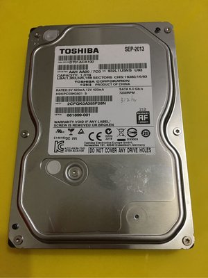 二手品 TOSHIBA 1000GB 3.5吋1TB 桌機用硬碟檢測無壞軌台北面交