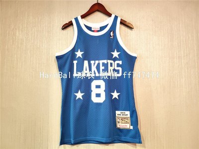 科比·布萊恩（Kobe Bryant）洛杉磯湖人隊8號 球衣 复古四星版 蓝色