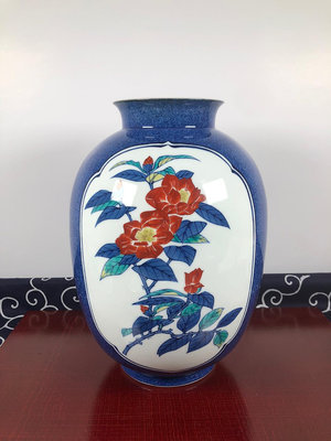 日本香蘭社 香蘭社瓷蕓工坊花瓶 雙面開窗 手繪畫片 昭和年間