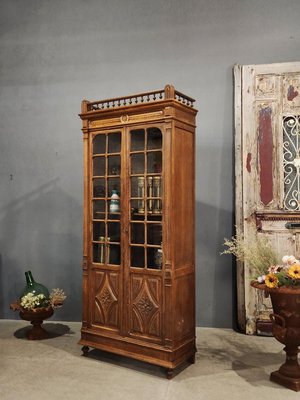 法國 胡桃木 細膩實木雕刻 雙開門 書櫃 展示櫃 古董櫃 ca0997【卡卡頌  歐洲古董】✬