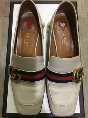 Gucci 珍珠樂福鞋 白色 低跟 36號