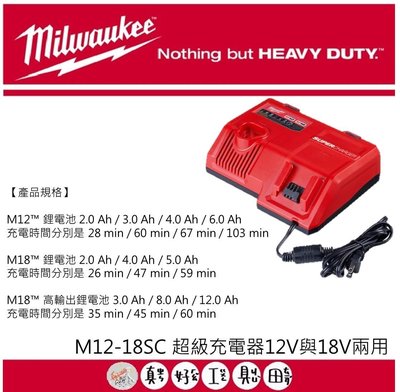 【真好工具】米沃奇 M12-18SC 超級充電器12V與18V兩用