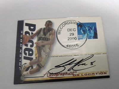 NBA 老卡 郵票簽  00-01  FLEER Jalen Rose ON LOCATION 超稀有 郵票 簽名卡
