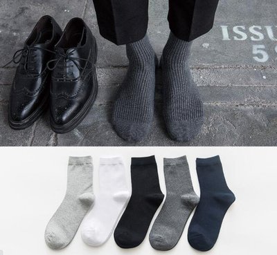 AJKE【M2013】 80%精梳棉手工對目素色商務中筒襪 舒適紳士襪豎紋中筒襪 上班族高品質商務男中襪