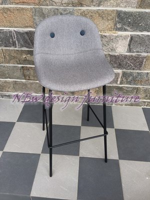 【N D Furniture】台南在地家具-小清新工業風粉體烤漆腳座棉麻灰布吧椅/高腳椅MC