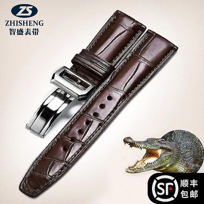 代用錶帶 手錶配件 智盛適用于萬國IWC鱷魚真皮錶帶葡萄牙系列大飛飛行員葡7男士錶帶