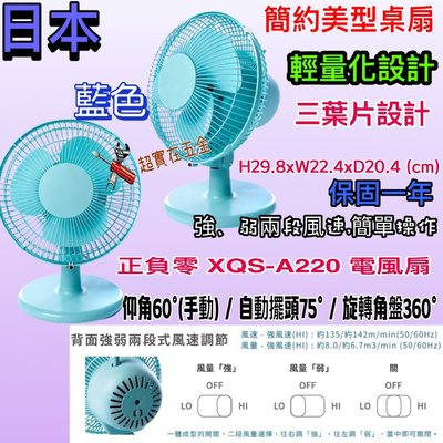 日本 藍色款 桌扇 小風扇 正負零 XQS-A220 電風扇 桌上型風扇電風扇 電風扇 立扇 保固一年 風扇 公司貨