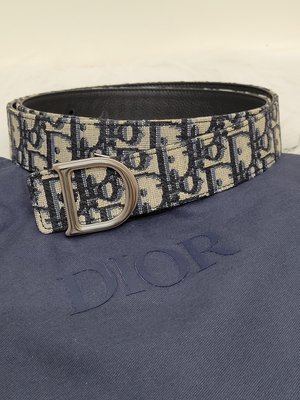 男款 Christian Dior 藍色 Dior斜提花 皮帶 現貨在台 歐洲代購 義大利正品代購 台北實體門市