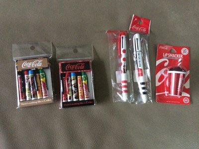 韓國帶回 可口可樂 收藏 多色原子筆 &amp; 筆蓋套組 多款 （兩組一套出售 煩註明清楚）&amp; 可樂杯護唇膏