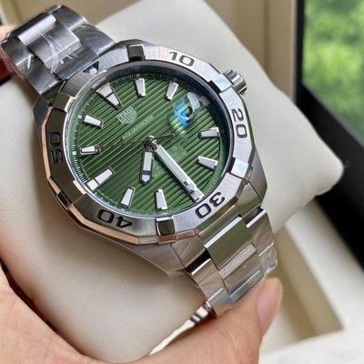 TAG HEUER Aquaracer Calibre 5 綠色面錶盤 銀色不鏽鋼錶帶 男士 自動機械錶 WAY2015.BA0927 豪雅 競潜 300M