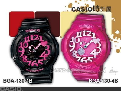 CASIO 時計屋 卡西歐手錶 Baby-G BGA-130-1B BGA-130-4B 霓虹燈光 立體炫彩 主打超人氣