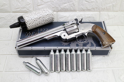 台南 武星級 WG MAJOR3 美式折輪 手槍 CO2槍 銀 + CO2小鋼瓶 + 奶瓶 ( 左輪槍美國史密斯威森牛仔