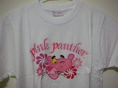 全新粉紅豹頑皮豹 PINK PANTHER  100 % 彈性舒柔棉香港製大童女纖瘦版短袖 T 恤