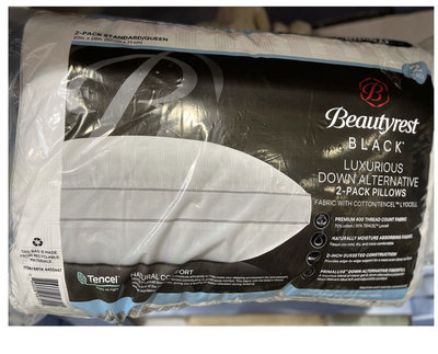 《缺貨中》席夢思BeautyRest新包裝黑標頂級枕頭2入