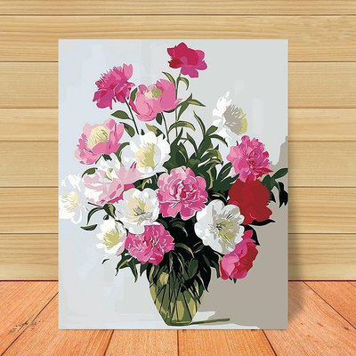 【熱賣精選】diy數字油畫 客廳風景花卉動漫人物手繪定制填色裝飾畫 花卉0014