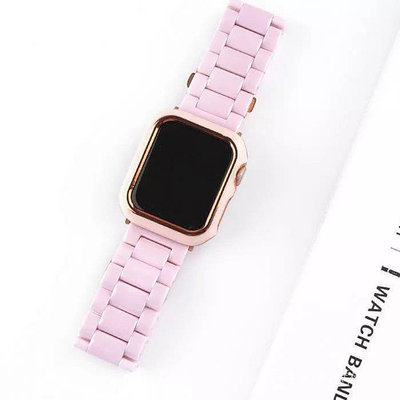 Apple watch S9 8 7 6 SE蘋果陶瓷錶帶 iwatch 9代蝴蝶扣表帶 陶瓷三珠錶帶