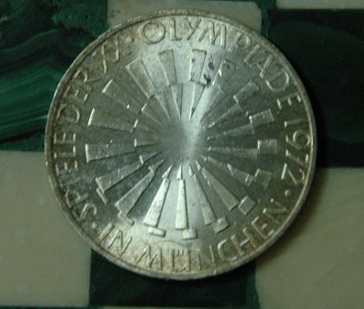 1972 德國 慕尼黑奧運(Emblem "In München") 10馬克銀幣 *保真*