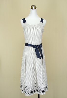 ◄貞新二手衣►wanko/veeko 專櫃 白色點點圓領無袖棉質洋裝M(38號)(76867)