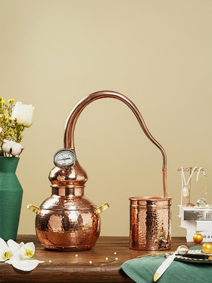 蒸餾器家用小型純露蒸餾機精油提煉器古法純銅蒸酒器紫銅提純設備
