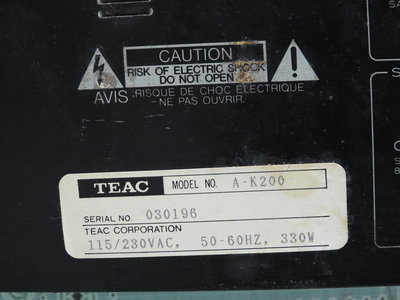 第一音響TEAC A-K200  輸出330W 二手品。