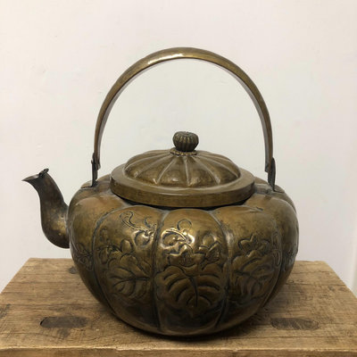 日本老銅壺老水注 品相如圖 大銅壺 容量目測2L加 中古物品
