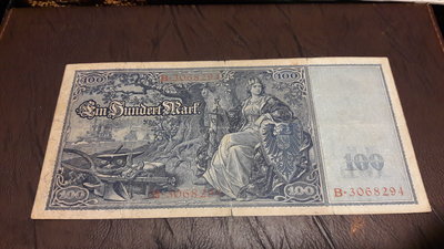 德國紙幣 1900年 100馬克實物如圖