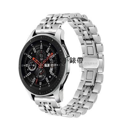 下殺-三星Galaxy Watch不銹新鋼七珠錶帶 SM-新R810 R800手錶金屬腕帶 46MM 42MM錶帶 替換