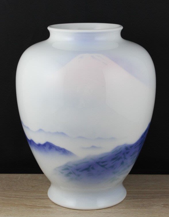 1108 深川製磁 花瓶 2客 富士山 浪花 - 食器