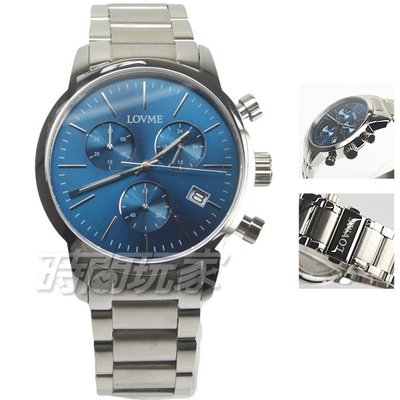 LOVME 公司貨 真三眼 城市獵人個性時尚手錶 不鏽鋼 不銹鋼男錶 防水手錶 藍x銀 VS0055M-2S-L21