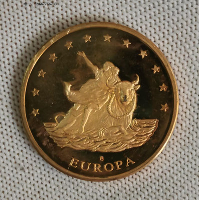 銀幣K--1994年德國1埃居精制紀念銅幣--歐羅巴騎牛女神