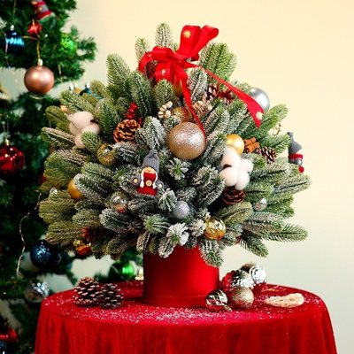 現貨熱銷-聖誕節 聖誕樹 聖誕裝飾 耶誕樹套裝粉色家用桌面小型聖誕樹擺件套餐diy材料包耶誕節爆款