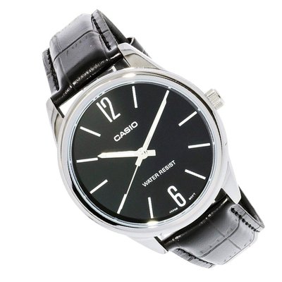 【CASIO 專賣】MTP-V005L-1B 簡潔男性紳士魅力指針腕錶，錶帶為質感加倍的皮革錶帶