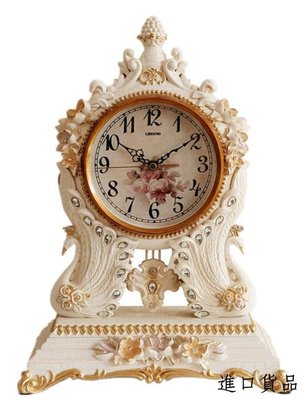 現貨歐式 浪漫復古雕刻天鵝造型座鐘 歐風古典花朵造型鐘藝術鐘桌鐘桌面時鐘擺飾靜音鐘裝飾時鐘家飾可開發票