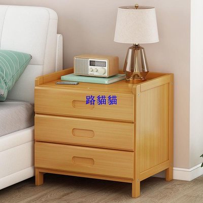 床頭柜現代簡約小型尺寸臥室收納儲物實木簡易款床邊窄柜子置物架路貓貓