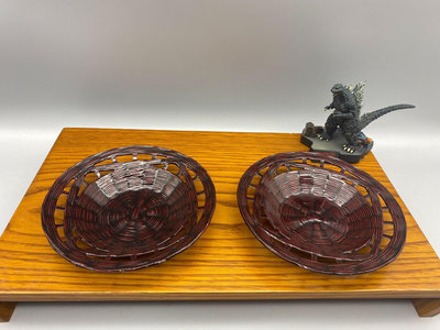 【二手】國內現貨，日本，籃胎漆器，茶托，兩個。32957【古玩天下】古玩 收藏 古董