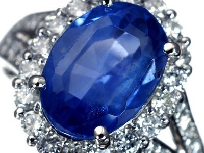 天然鑽石藍寶石非加熱5.846CT 真品100% 鑽石藍寶石戒子 H250925001699988.300000