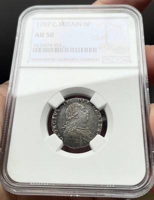 NGC AU50 好品相1787英國 喬治三世 6便士 銀幣