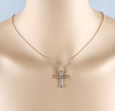 女項鍊鎖骨鍊短鎖骨項鍊合金歐美時尚女簡約SN022熱賣ebay速賣通帶鉆十字架簡約風