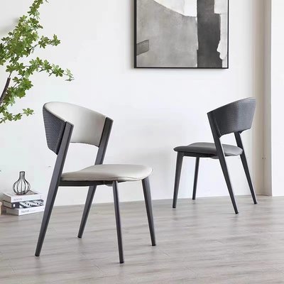 定制 輕奢簡約餐椅現代北歐家用設計師高級洽談椅歐式客廳靠背餐桌椅子