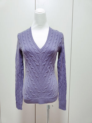 專櫃品牌 RALPH LAUREN 100% cashmere 喀什米爾 羊絨 薰衣草紫色 毛衣~H110