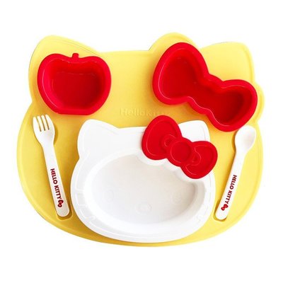 日本製 HELLO KITTY 兒童餐具組 餐盤 湯匙叉子 安全學習餐具六件組 彌月禮 生日禮物 阿卡將【MOCI日貨】