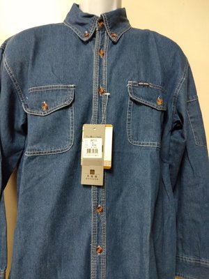 【平價服飾】（3571-3）牛仔布長袖素面襯衫工作服登山可插筆(M-4L)
