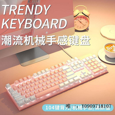 有線鍵盤前行者真機械手感有線鍵盤鼠標套裝粉色女生辦公電腦靜音游戲鍵鼠鍵盤套裝