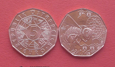 銀幣雙色花園-奧地利年復活節-蜜蜂-5歐元紀念銅幣