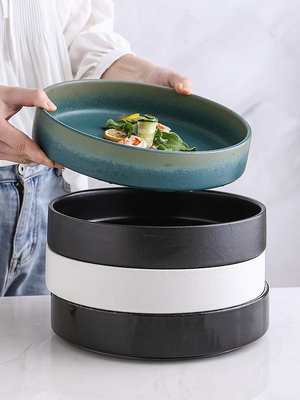 陶瓷湯盤深盤家用大盤子沙拉盤大號深口徑剁椒魚頭水煮魚小龍蝦盤