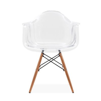 免運 休閑椅PC水晶椅 亞克力透明塑料椅子木腳扶手伊斯椅